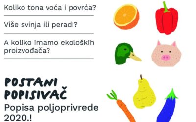 Javni poziv zainteresiranim kandidatima za podnošenje prijava za sudjelovanje u Popisu poljoprivrede 2020. godine